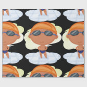 泳ぐ人少年のゴーグルとスイムキャップ ラッピングペーパー (フラット)