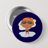 泳ぐ人少年のゴーグルとスイムキャップ 缶バッジ (正面&裏面)