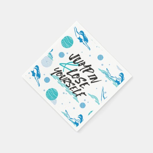 泳ぐ人引用文ジャンプと持っているおもしろい スタンダードカクテルナプキン (角)