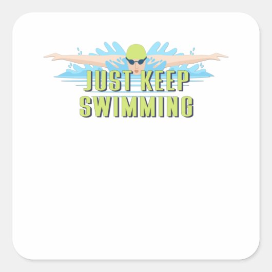 泳ぐ人引用文:ジャスト保イミング | swim lover スクエアシール (正面)