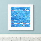 泳ぐ人水の色の暖機中 キャンバスプリント (インサイチュ (ウッドフロア))