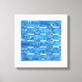 泳ぐ人水の色の暖機中 キャンバスプリント