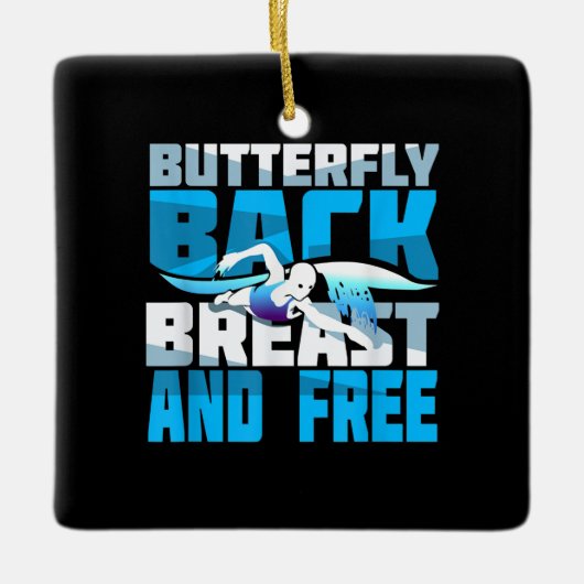 泳ぐ人用スイミングギフト セラミックオーナメント (正面)