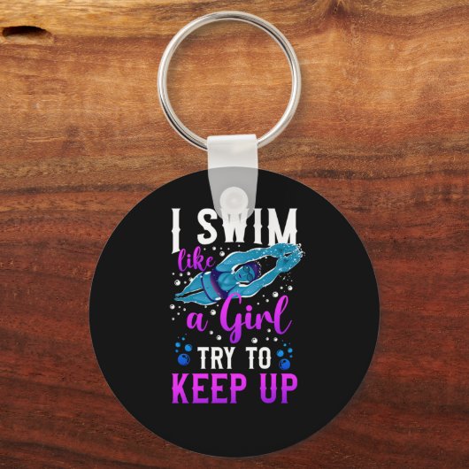 泳ぐ人私は女の子のように泳ぐことを知っ保ている キーホルダー (正面)
