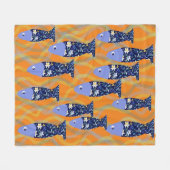 泳ぐ人航海のテーマ水泳魚 フリースブランケット (正面(横))