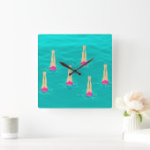 泳ぐ人芸術的が水中で泳ぐ スクエア壁時計 (ホーム)