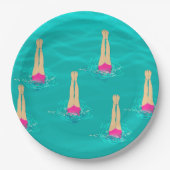 泳ぐ人芸術的が水中で泳ぐ ペーパープレート (正面)