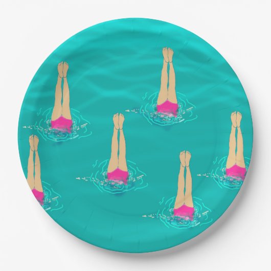 泳ぐ人芸術的が水中で泳ぐ ペーパープレート (正面)