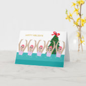 泳ぐ人芸術的イラストレーションクリスマスホリデー カード (黄色い花)