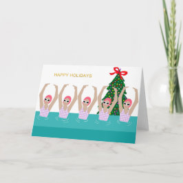 泳ぐ人芸術的イラストレーションクリスマスホリデー カード