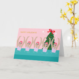 泳ぐ人芸術的イラストレーションクリスマスホリデー カード