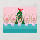泳ぐ人芸術的イラストレーションクリスマスホリデー ポストカード (正面)