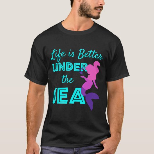 泳ぐ人魚のダイビング Tシャツ (正面)