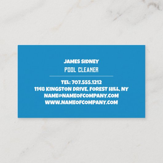 泳ぐ人10代のポートレート、スイミングプールクリーナー 名刺 (裏面)