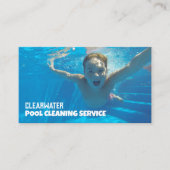 泳ぐ人10代のポートレート、スイミングプールクリーナー 名刺 (正面)