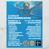 泳ぐ人10代のポートレート、スイミングプール清掃 チラシ (正面)