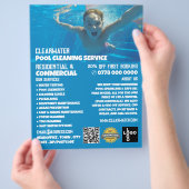 泳ぐ人10代のポートレート、スイミングプール清掃 チラシ (手)