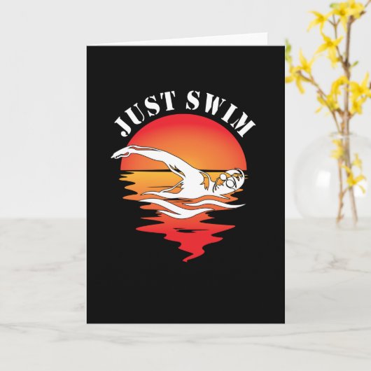 泳ぐ人 カード (黄色い花)