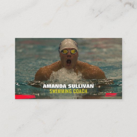 泳ぐ人、スイミングコーチ、ライフガード 名刺 (正面)