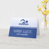 泳ぐ人・ブルーに幸運 カード (黄色い花)