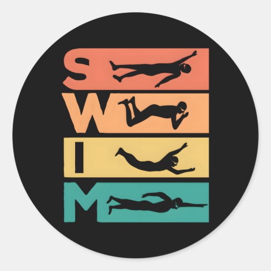 泳ぐ人 ラウンドシール (正面)