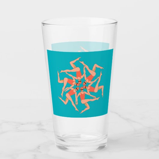 泳ぐ人 – 同期スイミング タンブラーグラス (正面)