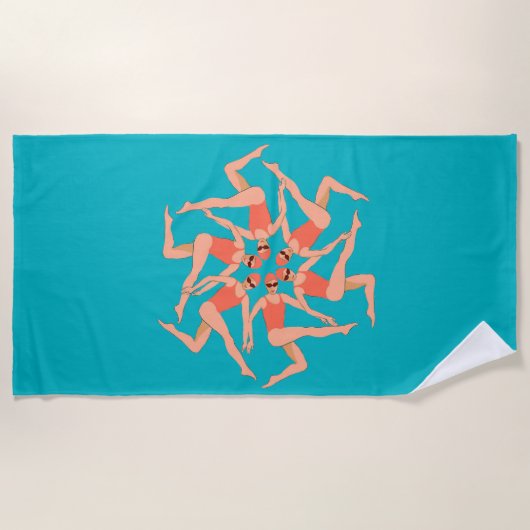 泳ぐ人 – 同期スイミング ビーチタオル (正面)