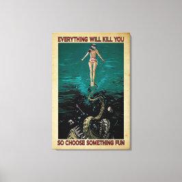 泳ぐ女の子の海すべてがキャンバスを殺す キャンバスプリント