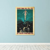 泳ぐ女の子の海すべてがキャンバスを殺す キャンバスプリント (インサイチュ (ウッドフロア))