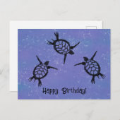 泳ぐ海ガメたち ハッピーバースデー ポストカード (正面/裏面)