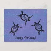 泳ぐ海ガメたち  誕生日おめでとう ポストカード (正面)