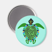 泳ぐ深い – 海TURTLE -動物愛好家-ターコイズ マグネット (正面/裏面)