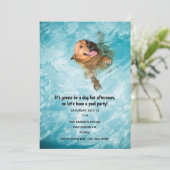 泳ぐ犬のプールパーティー 招待状 (スタンド正面)