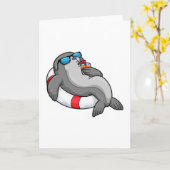 泳ぐ輪と飲み物でシールを密封 カード (黄色い花)