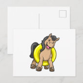 泳ぐ輪を持ったビーチの馬 ポストカード (正面/裏面)