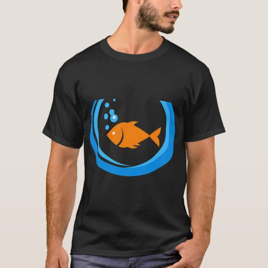 泳ぐ魚のカートゥーン Tシャツ (正面)