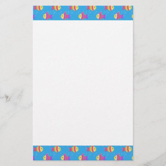 泳ぐ魚の漫画パターン 便箋 (正面)