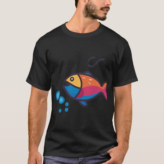 泳ぐ魚アイコン Tシャツ (正面)