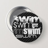 泳ぐ；黒とダークグレーのストライプ 缶バッジ (正面&裏面)