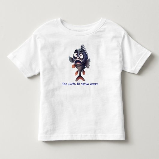 泳げないほどかわいい – かわいいキャラクターの魚の子供服  トドラーTシャツ (正面)