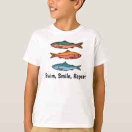 泳げ、笑え、繰り返せ、マグロキッズTシャツ Tシャツ