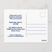 泳ごう ガールズ バースデー プールパーティ ブラウン髪 青 ポストカード (裏面)