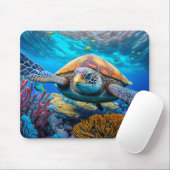 泳カラフルぐウミガメ マウスパッド (マウス)