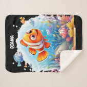 泳カラフルぐ子供へ魚 シェルパブランケット (正面(横))