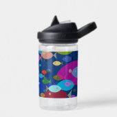 泳カラフルぐ魚の抽象芸術模様ブルー ウォーターボトル (左面)