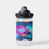 泳カラフルぐ魚の抽象芸術模様ブルー ウォーターボトル (背面)