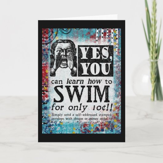 泳学ぐ – ヴィンテおもしろいージAd カード (正面)