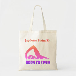 泳生まれぐ、ピンクからオレンジへの泳ぐ人と名前 トートバッグ