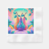 洋カラフル梨 縁ありカクテルナプキン (正面)