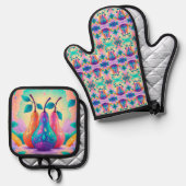 洋カラフル梨 鍋つかみ&鍋敷きセット (正面/裏面)